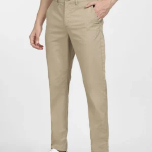 Shoppiolevk Beige Mid Rise Organic Cotton Pants