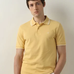 Shoppiolevk Yellow Contrast Tipping Polo T-shirt