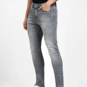 Shoppiolevk Dark Grey Mid Rise Leon Slim Fit Jeans
