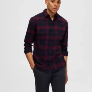 Shoppiolevk Burgundy Flannel Check Shirt
